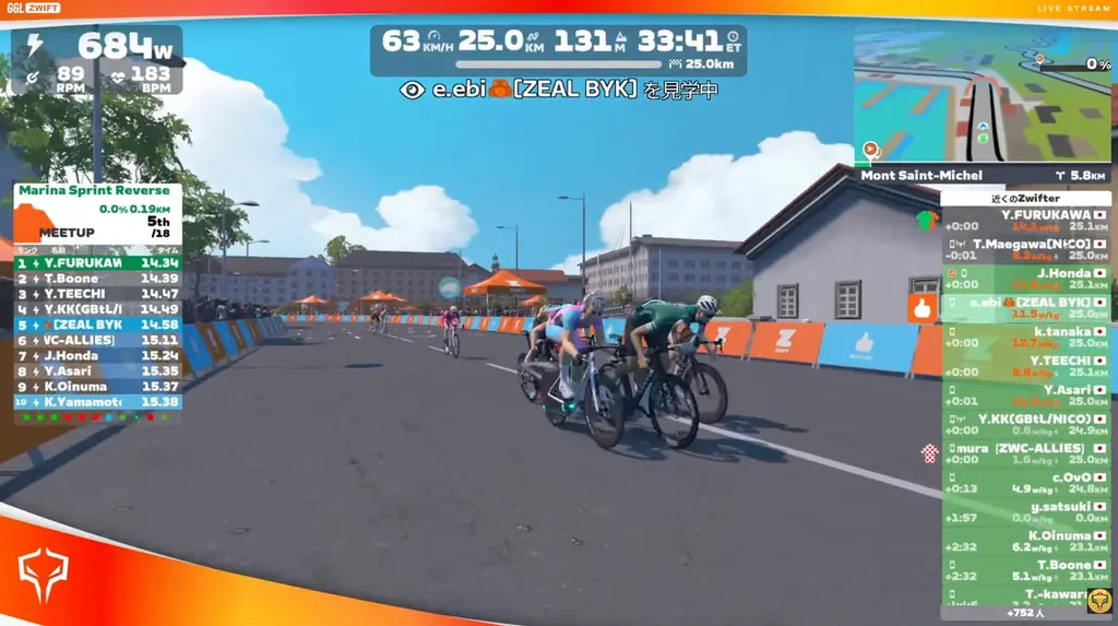 自転車のeスポーツ大会「GGL ZWIFT」の本戦大会が12月27日にライブ配信決定！ 実況はFENNEL所属のJustive7氏。解説はウサミンのちゃりんぽこチャンネルのウサミン氏が担当。 画像 4