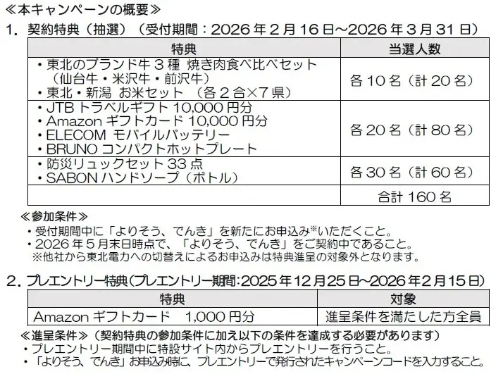 「よりそう、でんき　首都圏でもでんきは東北電力で！親子でうれしいWチャンスキャンペーン」の実施について 画像 1