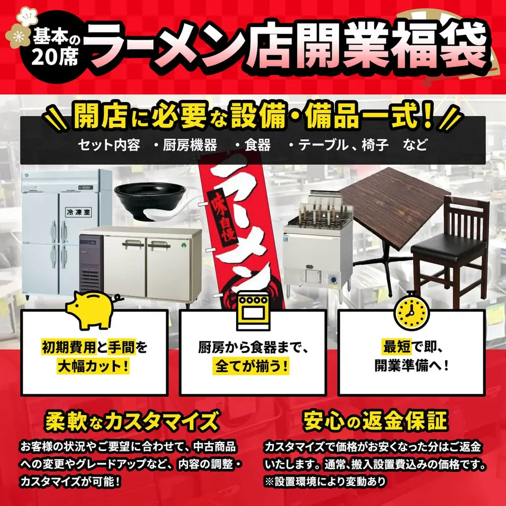 【最大650万円OFF】飲食店開業に必要な設備が全部揃う「開業福袋」を12/24発売 画像 5