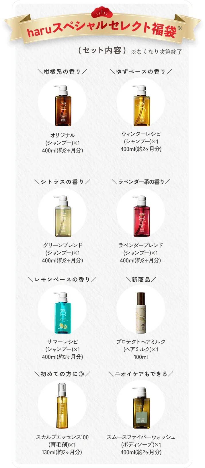 ～年末年始のお買い物をもっと楽しく～ヘッドビューティブランド「haru」が贈る、Yahoo!ショッピング限定の福袋企画を開催 画像 2