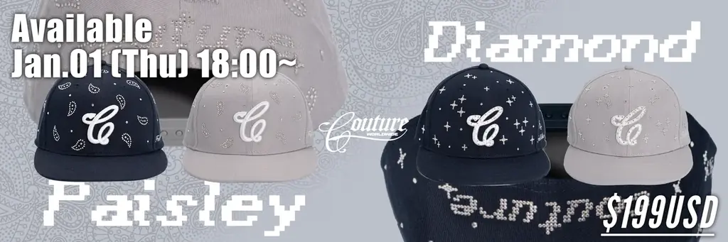 COUTURE WORLD WIDEから2026年元日よりオリジナルCAPをデザインした新作「PAISLEY」と「DIAMOND SIGNATURE」が同時に発売！！ 画像 1
