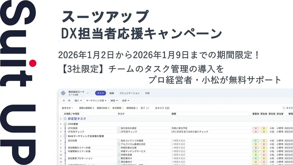 スーツアップのDX担当者応援3社限定キャンペーン