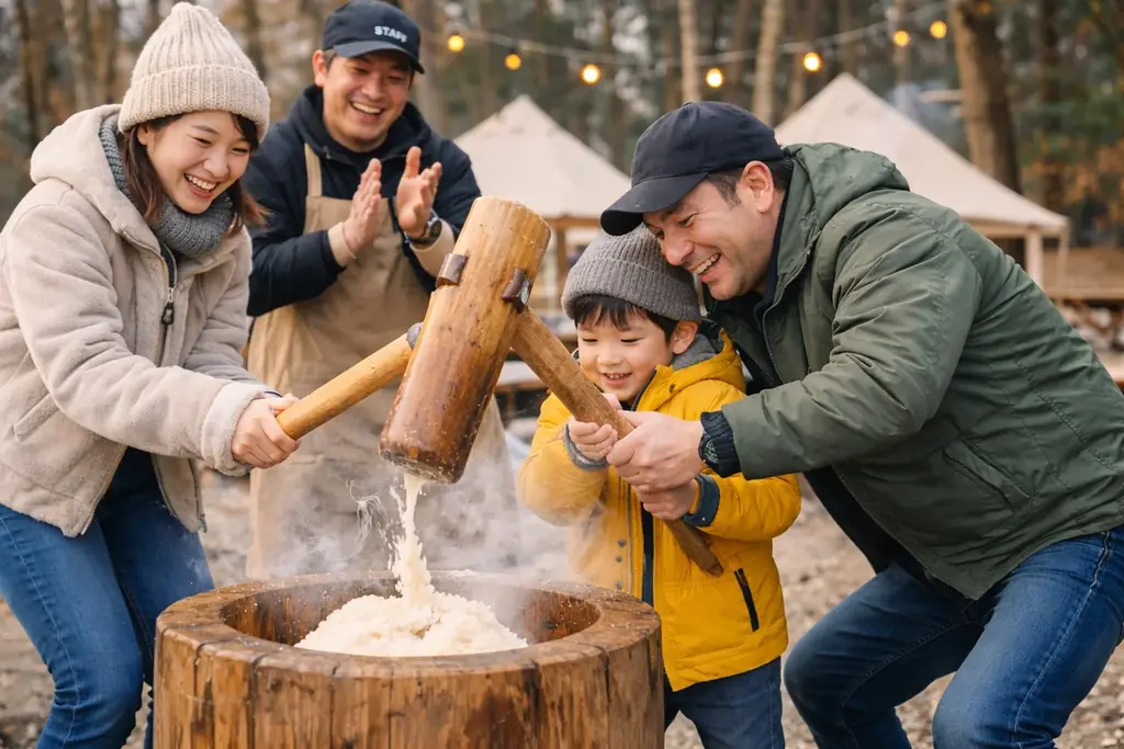 【愛知県一宮市】グランピング施設が仕掛ける冬の和体験！1月の土曜限定、宿泊・BBQ利用者無料の餅つき体験〜ウッドデザインパークいちのみや-紡-〜 画像 1