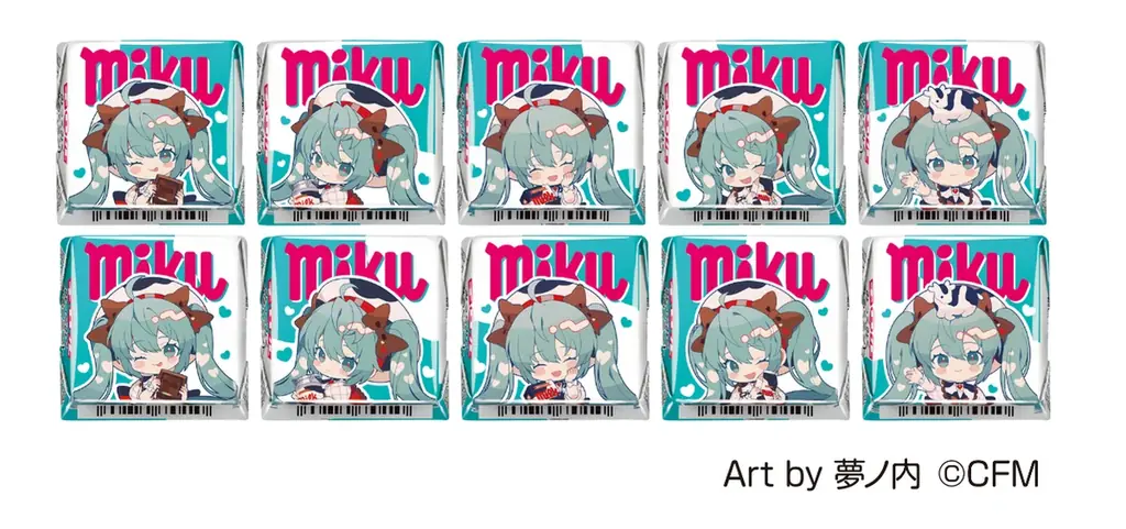初音ミク×チロルチョコ！夢ノ内氏描き下ろしのコラボデザイン「チロルミク」パッケージ♪「チロルチョコ〈みっくみくみるくミント〉」全国のファミリーマートで新発売！ 画像 3
