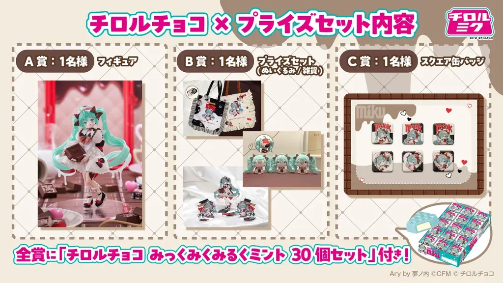 初音ミク×チロルチョコ！夢ノ内氏描き下ろしのコラボデザイン「チロルミク」パッケージ♪「チロルチョコ〈みっくみくみるくミント〉」全国のファミリーマートで新発売！ 画像 9