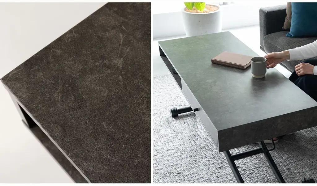 シーンに合わせた高さで健康的な姿勢をキープ！収納力とデザイン性を兼ね備えた、リビングをすっきり整える収納付き昇降テーブル『Altira（アルティラ）』を新発売！ 画像 6