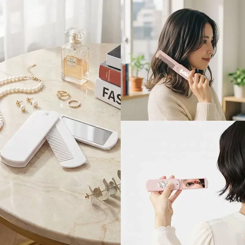 ME-Qから「ミラー付折りたたみコーム」印刷サービスが新登場！1個から両面フルカラーで作成可能（2026/01/08） 画像 3