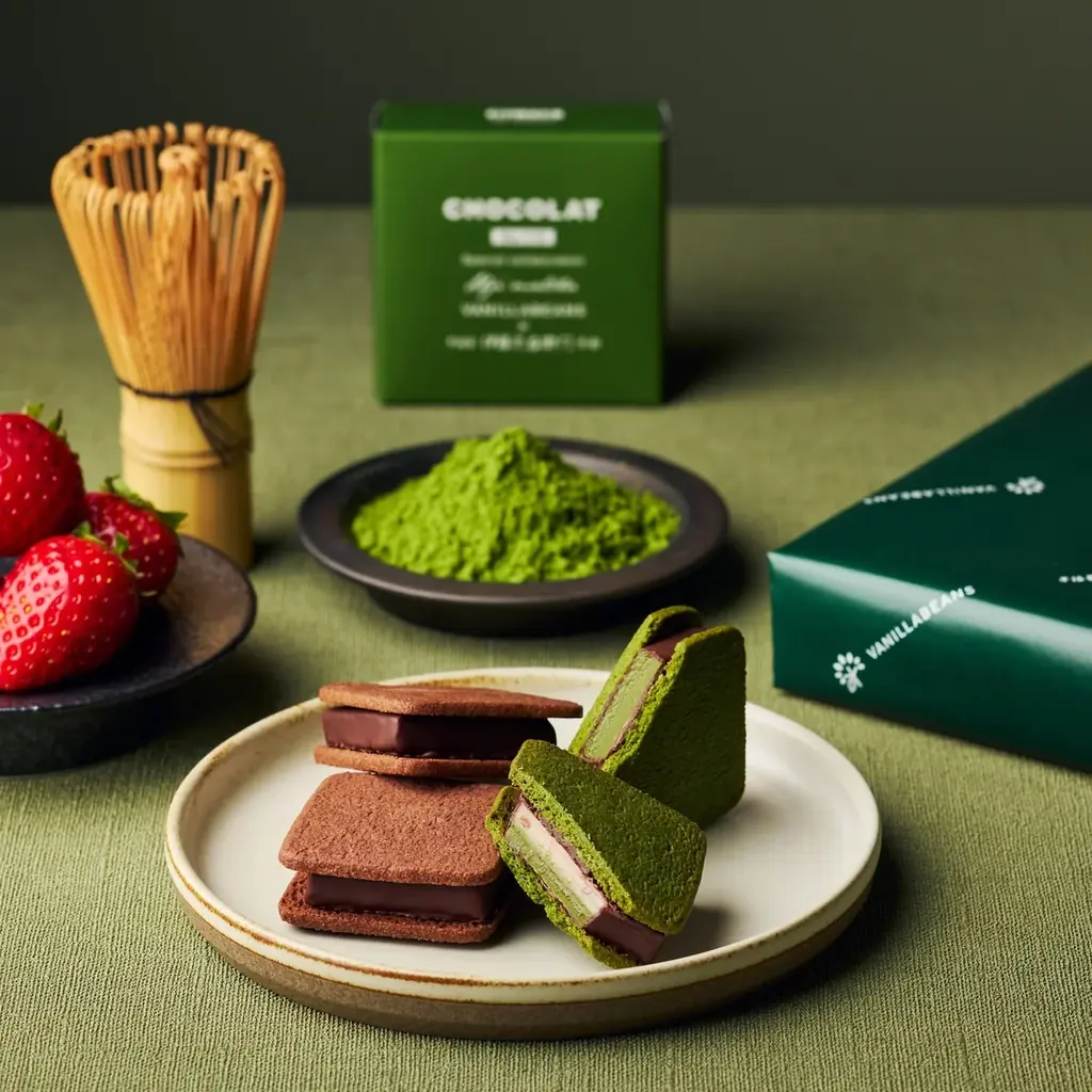 【バレンタイン初】京都の老舗茶屋・伊藤久右衛門と、横浜発のクラフトチョコレート専門店VANILLABEANSの限定コラボレーション「ショーコラ・いちご抹茶アソート」公式オンラインショップで数量限定販売 画像 2