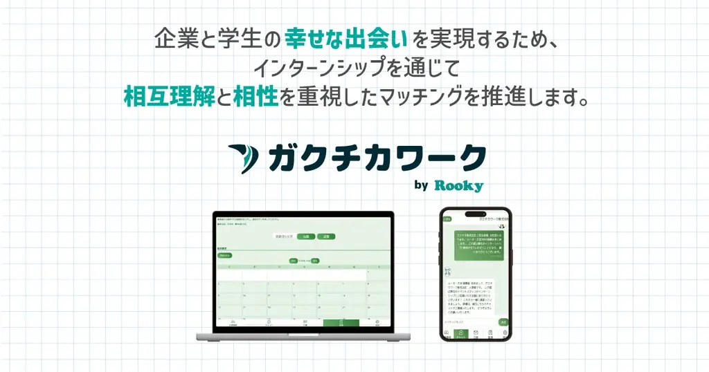 インターンは「実質選考」へ—実質選考を含む割合が2024年度53.7%（内閣府調査）勤怠・日報・評価データで採用の見極めを標準化する、生成AI搭載のインターン特化型マッチング「ガクチカワーク」提供開始 画像 2