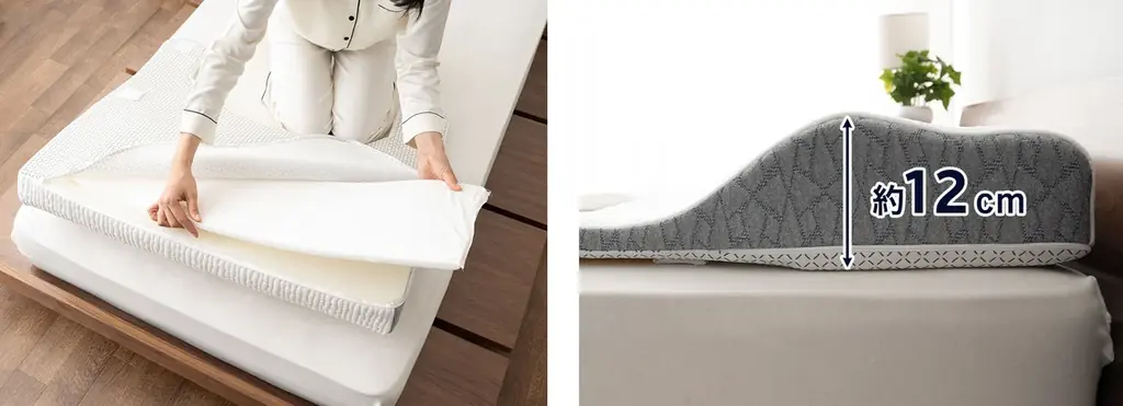 この大きさとカタチには意味がある！頭・首・背中・上腕と上半身まるごと“面で支える”超大型まくら『エムール プレミアム ボディアッパーピロー』が新登場！意匠登録済の独自形状で理想の寝姿勢をサポート！ 画像 12