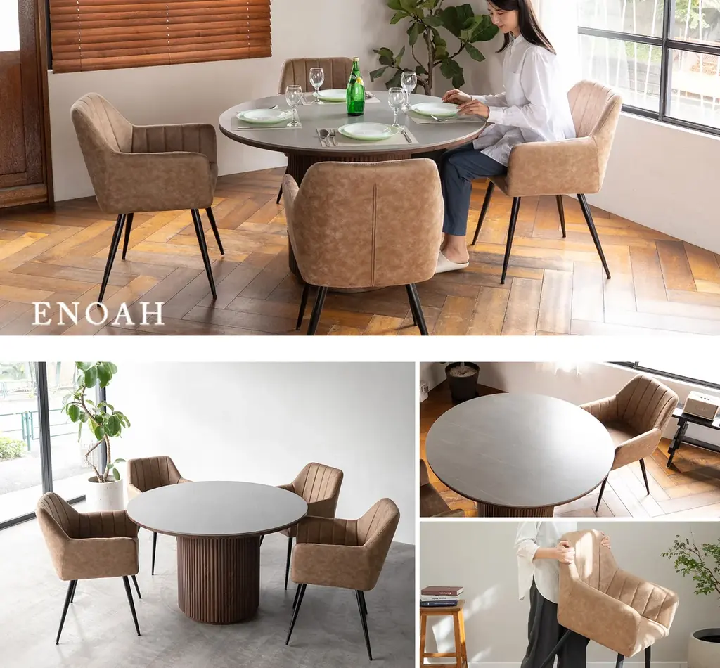 セラミック×木目の異素材MIXで、ご自宅はもちろんオフィスやカフェでも使えるラウンドダイニングテーブル『ENOAH（エノア）』が新登場！ 画像 13