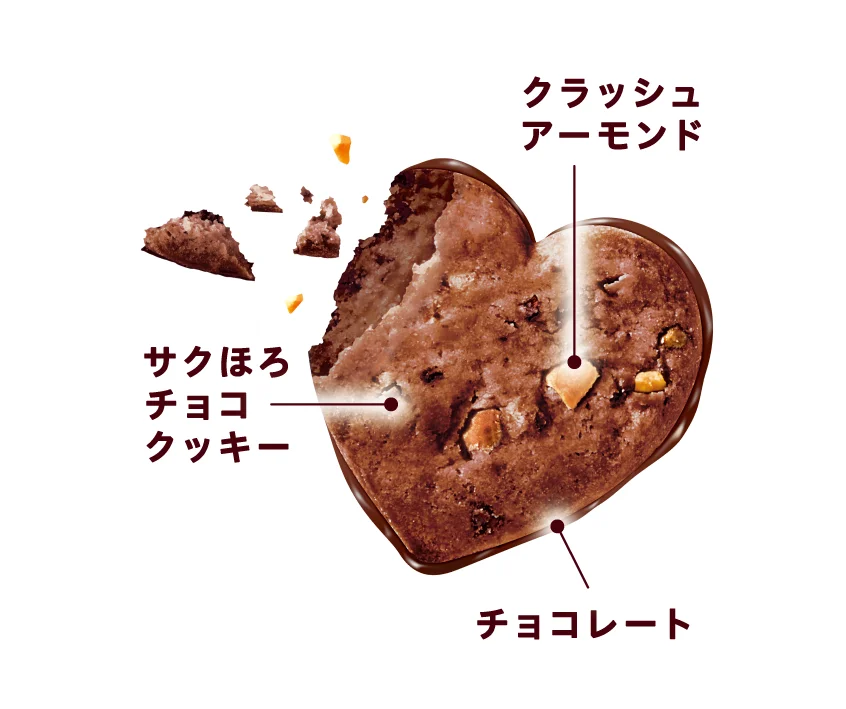 【不二家】ギフトにもぴったりな、チョコっと甘いハート型クッキー「ハートクッキー（チョコアーモンド）」 画像 2