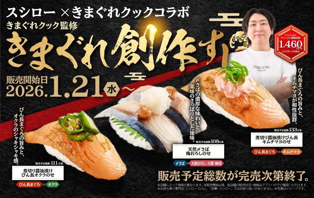 1/21発売 スシロー×きまぐれクック全6商品登場