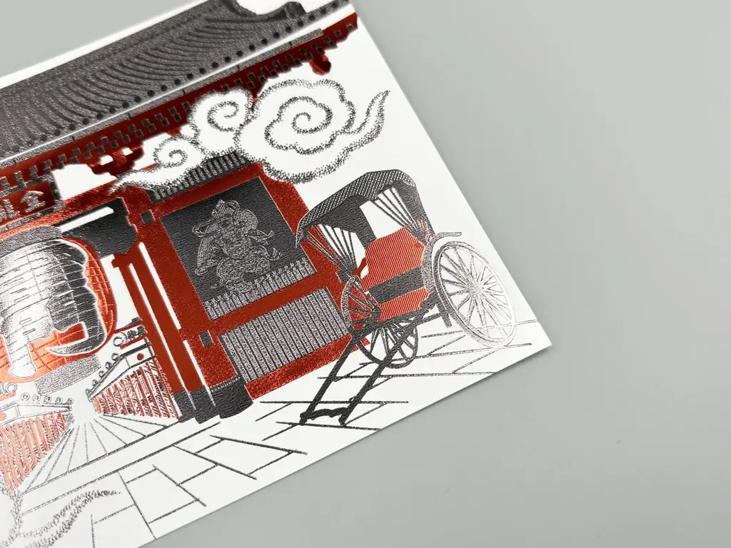 【新商品】箔押しブランド「ROKKAKU」より、全面箔押し加工の『日本名所シリーズ 雷門 箔押しポストカード 』が新登場！ 画像 5