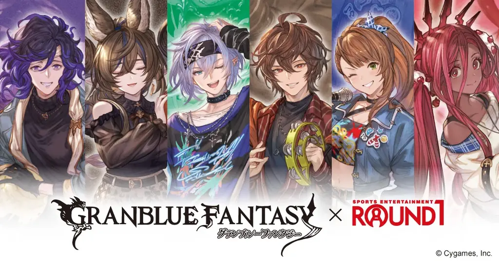 王道スマホRPG『グランブルーファンタジー』と「ROUND1」のコラボキャンペーンが開催！ボウリングやカラオケなどを楽しむ6人の描き下ろしイラストを使用した新作アイテムが登場！ 画像 1
