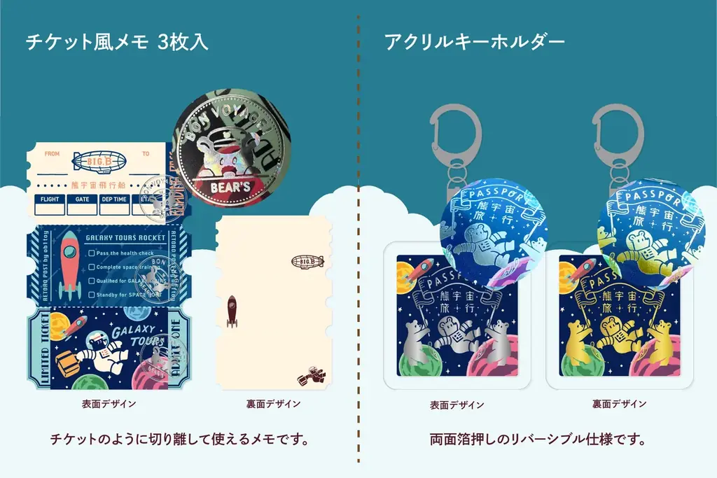 【新商品】箔押しブランド「ROKKAKU」と、人気イラストレーターオビワンのコラボ『旅熊 TOURSシリーズ エンボス缶セット』『旅熊 TOURSシリーズ ステーショナリー』が一般販売開始いたします 画像 10