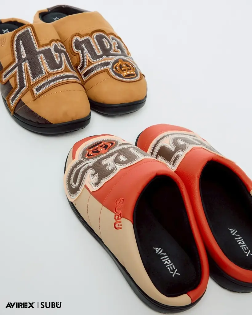 「AVIREX」のアイコニックな”VARSITYジャケット”をモチーフにした「AVIREX」×「SUBU」のスペシャルコラボレーションサンダルが登場！ 画像 5