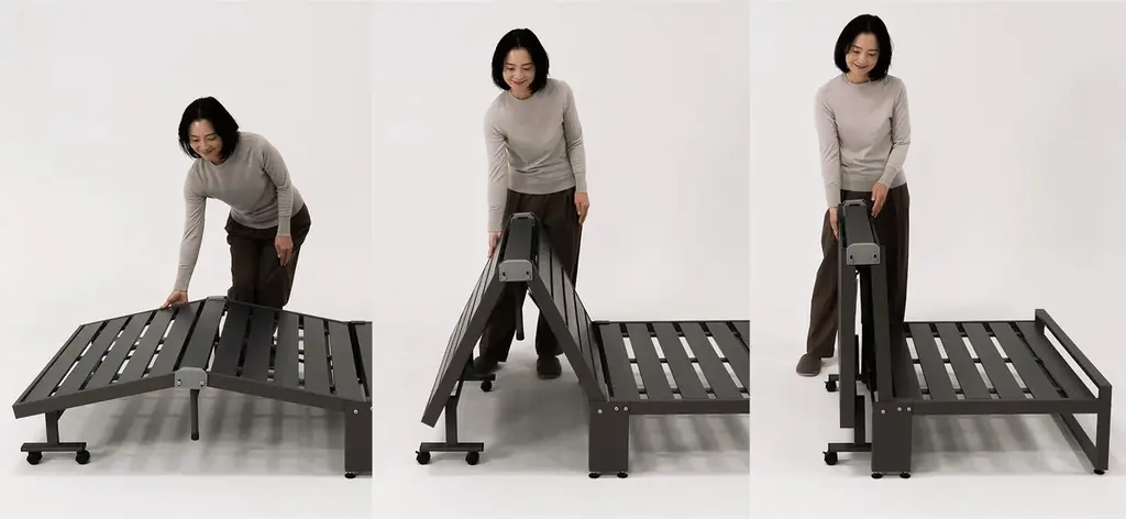 『布団をたたむ』を令和のライフスタイルに合わせてアップデート。トランスフォーム家具ブランドTATAMUから三つ折りマットレス専用折りたたみベッド「FARBLE（ファーブル）」が新登場。 画像 5