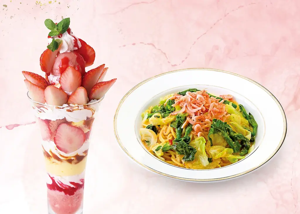 【銀座コージーコーナー】苺づくしの春パフェ＆ワッフルサンド、春野菜を楽しむパスタ2品の提供を開始 画像 1