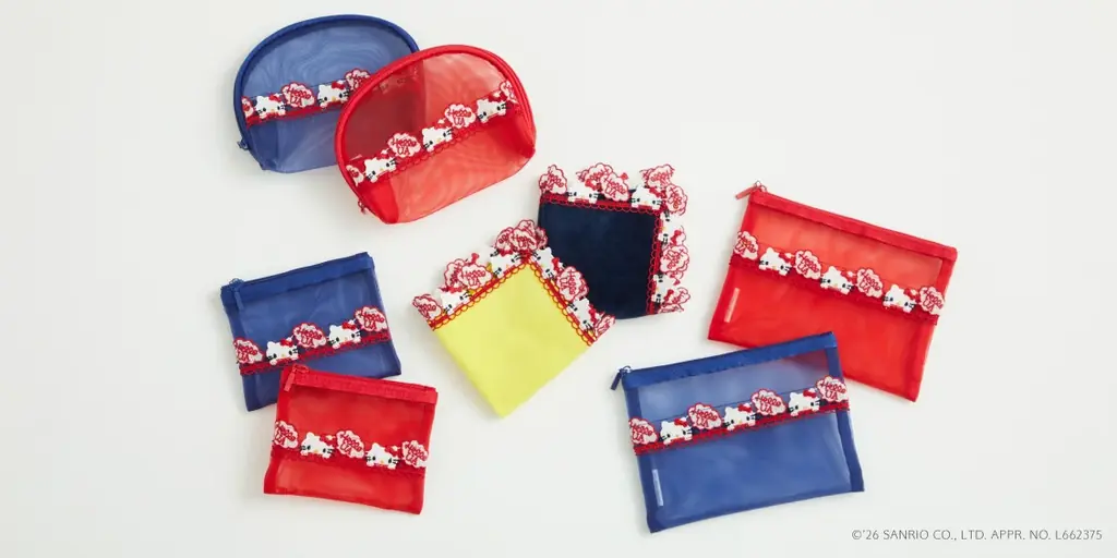 「ハローキティ」×「近沢レース店」×「ユナイテッドアローズ」トリプルコラボのハンカチ1型、ポーチ3型を展開。「ユナイテッドアローズ オンライン」にて本日1月23日（金）予約開始、2月13日（金）発売 画像 2