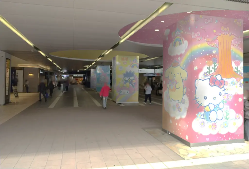 駅でお出迎えするサンリオの仲間たちが４キャラクターから１４キャラクターに！２月２日に小田急多摩センター駅内装全面リニューアルに着工 画像 3