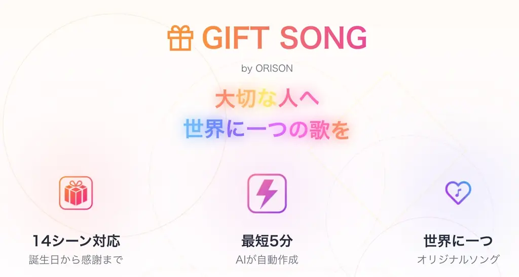 【新展開】AIが想いを音楽にする「ORISON」、誕生日や記念日に贈れる“ギフトソング”ページを公開 画像 1