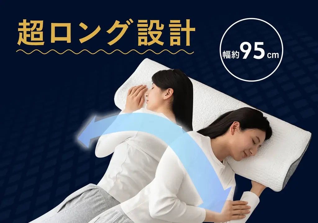 朝起きたら枕から落ちていた…を解決する長～い枕ができました！「ずっと寝返りができる枕」を新発売！寝相が悪い方も”寝違え”づらい超ロング枕です。 画像 4