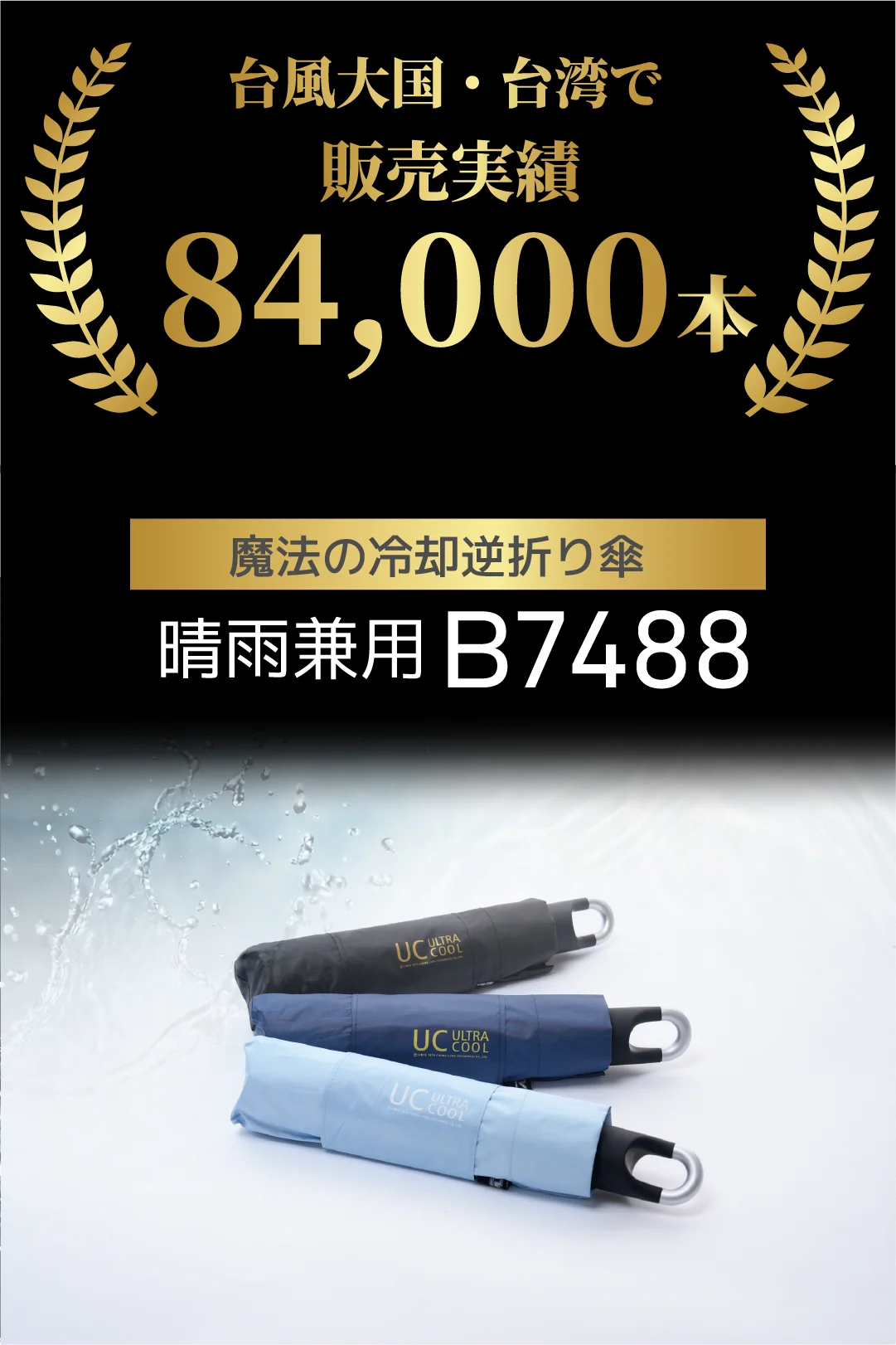 【雨でも汗でも濡らさない】1秒収縮×-13℃冷却×逆折り式『魔法の冷却逆折り傘』がMakuakeにて先行販売開始 画像 3