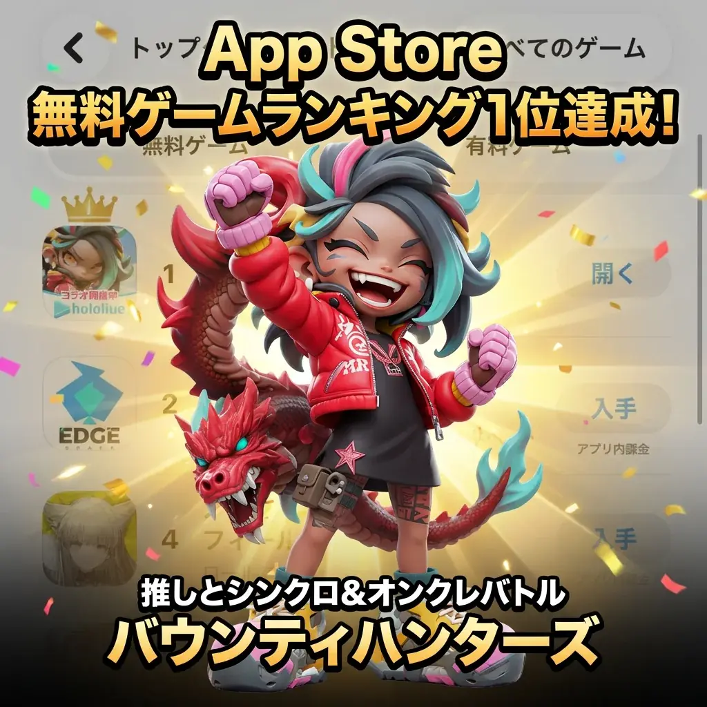 “推し”とシンクロするオンクレバトル「バウンティハンターズ」App Store無料ゲームランキング1位達成！ 画像 1