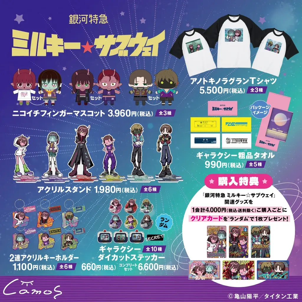 アニメ『銀河特急 ミルキー☆サブウェイ』から2人で1セットの”ニコイチ”フィンガーマスコットや、”アノトキ”を切り取ったTシャツなどが2月10日（火）より販売開始！ 画像 2