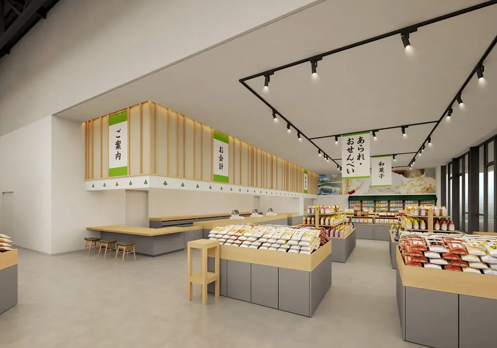 【もち吉】できたてのおせんべいやお餅が楽しめる米菓×飲食の複合施設 約10倍の広さにスケールアップしてついにオープン！「もちだんご村 もち吉工場直売所」 画像 2