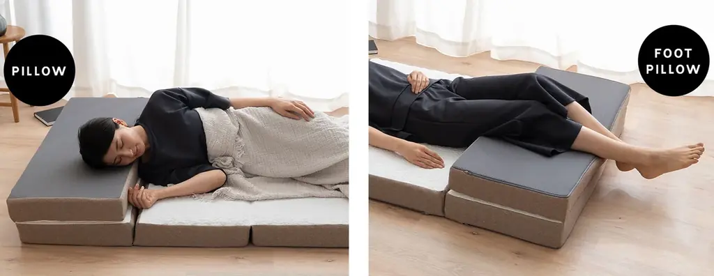 奥行きわずか39cmにしまえる本格マットレスが誕生！高機能マットレスの寝心地はそのままにコンパクトにたためる新設計。来客用やミニマルな暮らしにぴったりな『5つ折りマットレス』です！ 画像 7