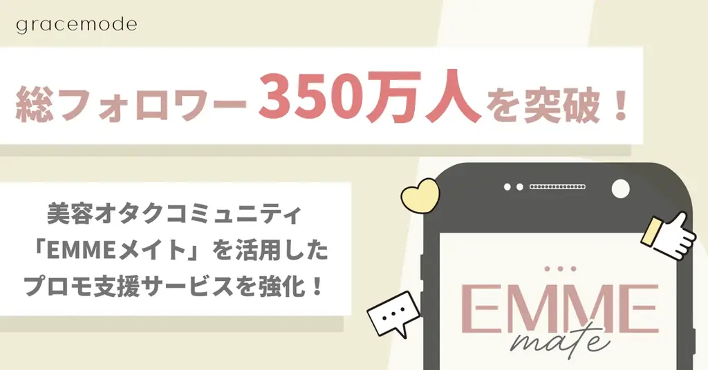 EMMEメイト総フォロワー350万人突破、支援サービス拡充