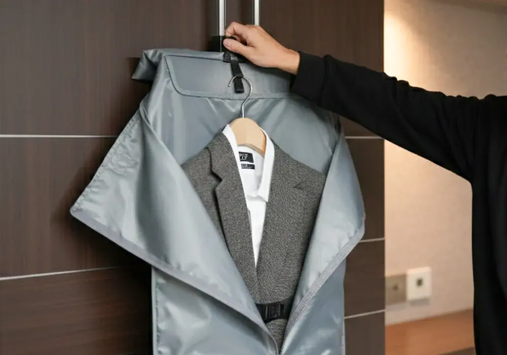 出先でのアイロン掛けの時間ゼロへ。 スーツを綺麗に持ち運べる大人のための鞄 画像 4