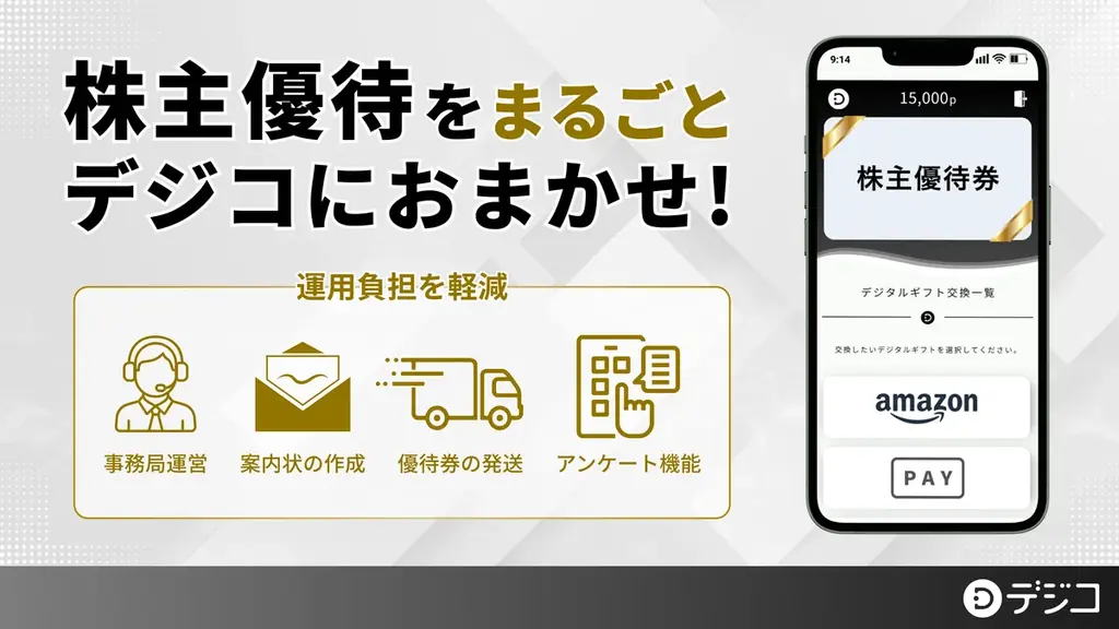 デジタルギフトサービス「デジコ」、事務局運営から発送作業までを一括代行する「株主優待まるごとおまかせパッケージ」を提供開始 画像 1