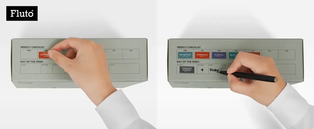 今日は何ゴミ？出し忘れをゼロに！分別カレンダー付きのFluto紐付きゴミ袋 画像 2