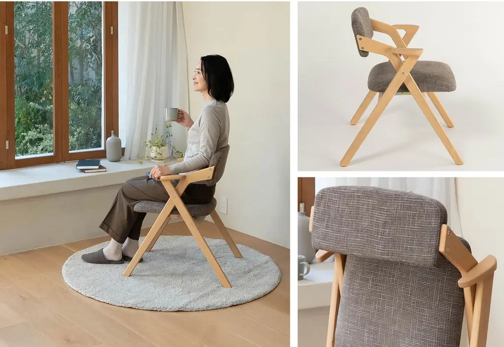 食事のしやすさと食後のひと休みを両立する椅子。人間工学から生まれた『食を楽しむための椅子～みのり～折りたたみタイプ』が新登場！折りたたみ椅子とは思えない十分以上の座り心地を提供します。 画像 9