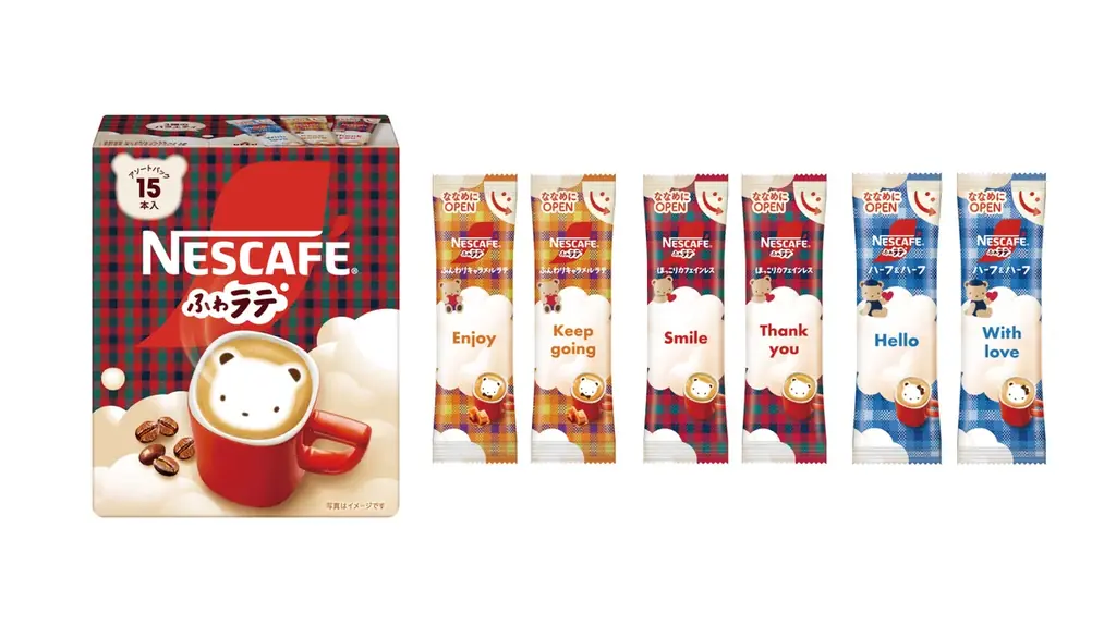 NESCAFÉ × familiar 初のコラボレーションが実現！ ファミリアチェックとクマちゃんをあしらったオリジナルデザインの「ネスカフェ ふわラテ」が数量限定で登場 画像 2