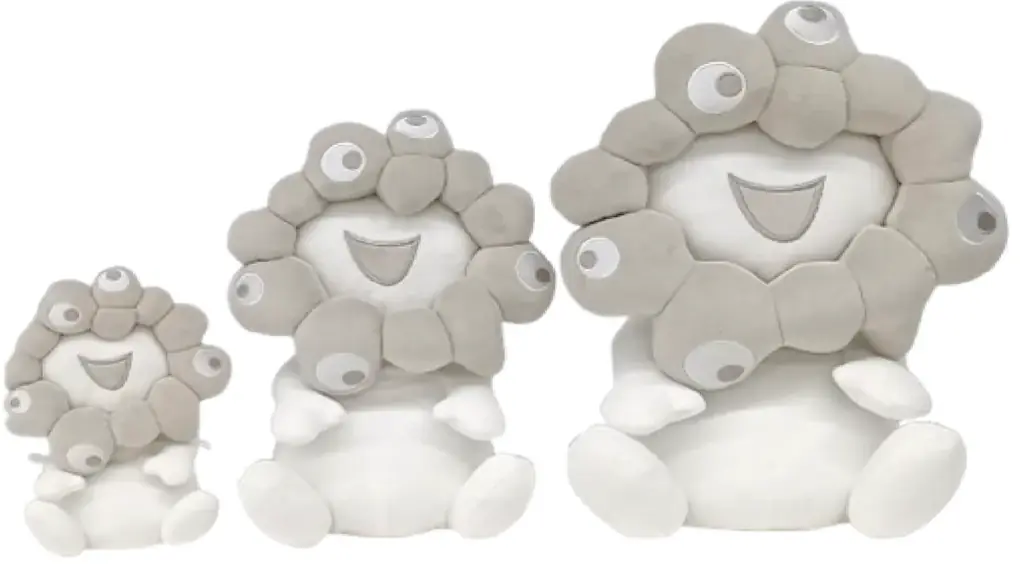 【EXPO2025 公式ライセンス商品】白ミャクミャクの新商品「お手玉風ぬいぐるみ／這型ぬいぐるみ／全身ぬいぐるみポーチ」が新登場 画像 2