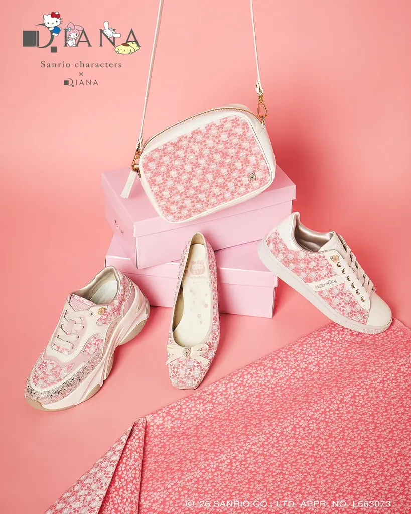 「Sanrio characters × DIANA」桜柄の西陣織にハローキティ柄をプリントした特別感溢れる素材を使用した新シリーズが登場！ 画像 3