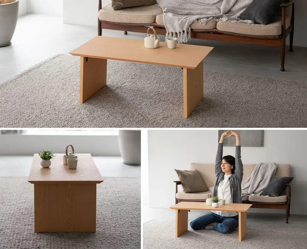 たためばなんと約5cm！使わない時はペタンコに折りたためるリビングテーブル『FLATTA（フラッタ）』が新登場。日本の優れた折りたたみ文化を現代の暮らしに合わせてリバイバルしました。 画像 6