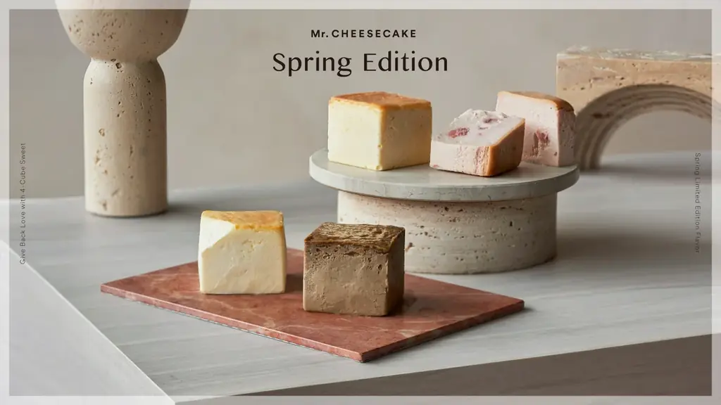 Mr. CHEESECAKEと、心華やぐ春のひとときを。マスカルポーネを使用した濃厚でミルキーな新フレーバーを含む「Mr. CHEESECAKE assorted 4-Cube Sweet」が登場 画像 1