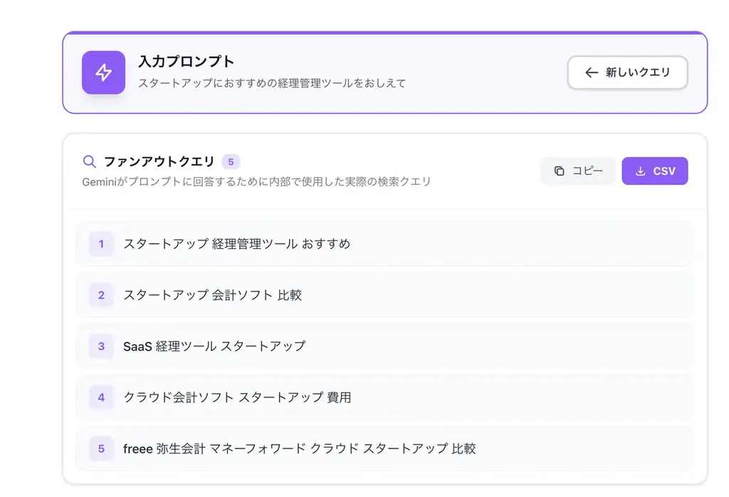 Queue株式会社、生成AIの検索クエリ分解プロセス「クエリ・ファンアウト可視化ツール」無料公開 画像 3