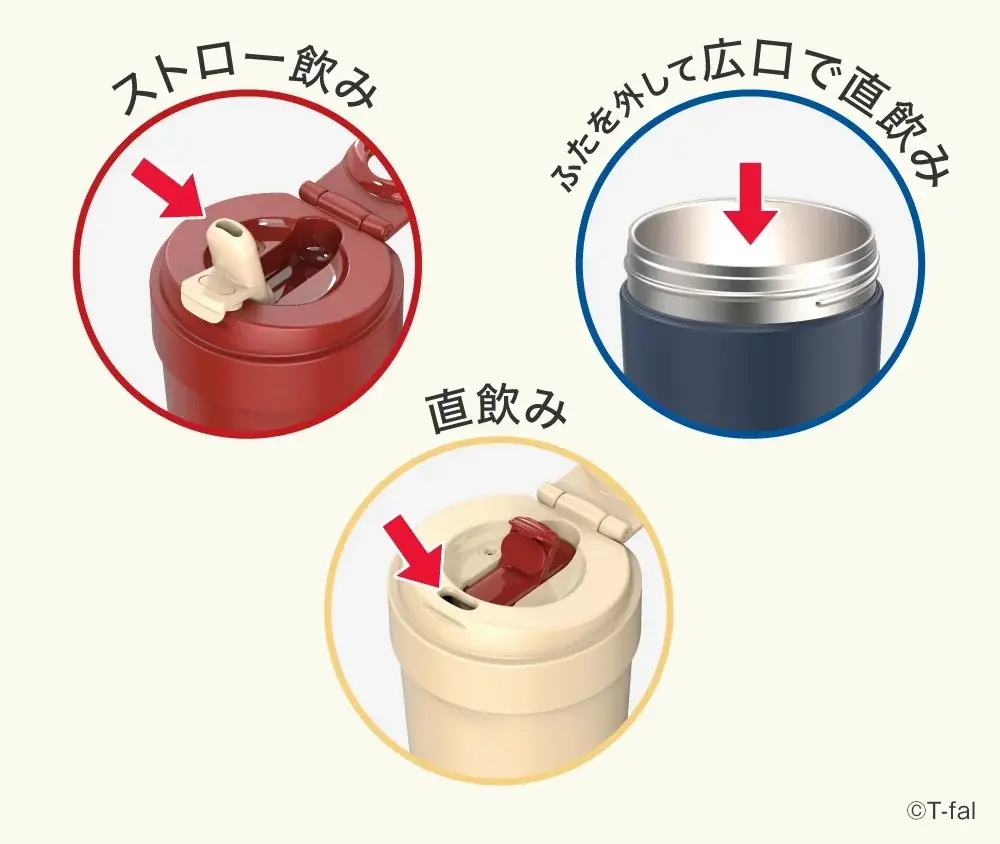 カフェ感覚でいれたてのおいしさをそのままに。シーンに合わせて飲み方を選べる3WAYタンブラー　ティファール「カフェ トゥ ゴー マグ 450ml」が新登場！ 画像 2