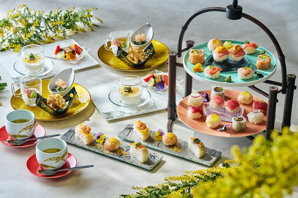 可憐で美しいミモザをテーマにした寿司スタイルのアフタヌーンティーJapanese Afternoon Tea～華凛～を販売 ザ・プリンスギャラリー 東京紀尾井町 画像 1