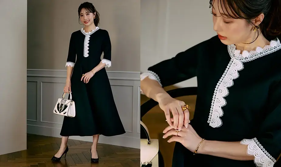 2/19（木）予約スタート！Ｍ Maglie le cassetto×Stylist冨張愛 Special Collaboration 「愛されクラシカル‟Lace”ニットワンピース」完成♡ 画像 2