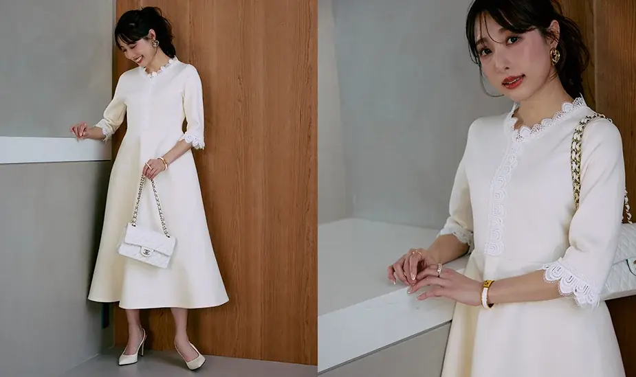 2/19（木）予約スタート！Ｍ Maglie le cassetto×Stylist冨張愛 Special Collaboration 「愛されクラシカル‟Lace”ニットワンピース」完成♡ 画像 4