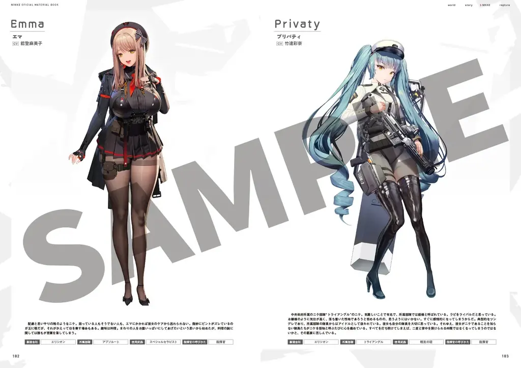 『勝利の女神：NIKKE』公式設定資料集が予約開始。ラフスケッチや世界設定をふんだんに収録した一冊。アクリルパネル付きセットも！ 画像 6