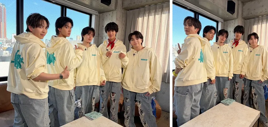 【フェリシモが朝日放送テレビ『M!LKじゃん!』の衣装を制作】M!LKメンバーのこだわりがつまった番組衣装のミルクカラーのパーカーとTシャツが数量限定で発売開始 画像 2