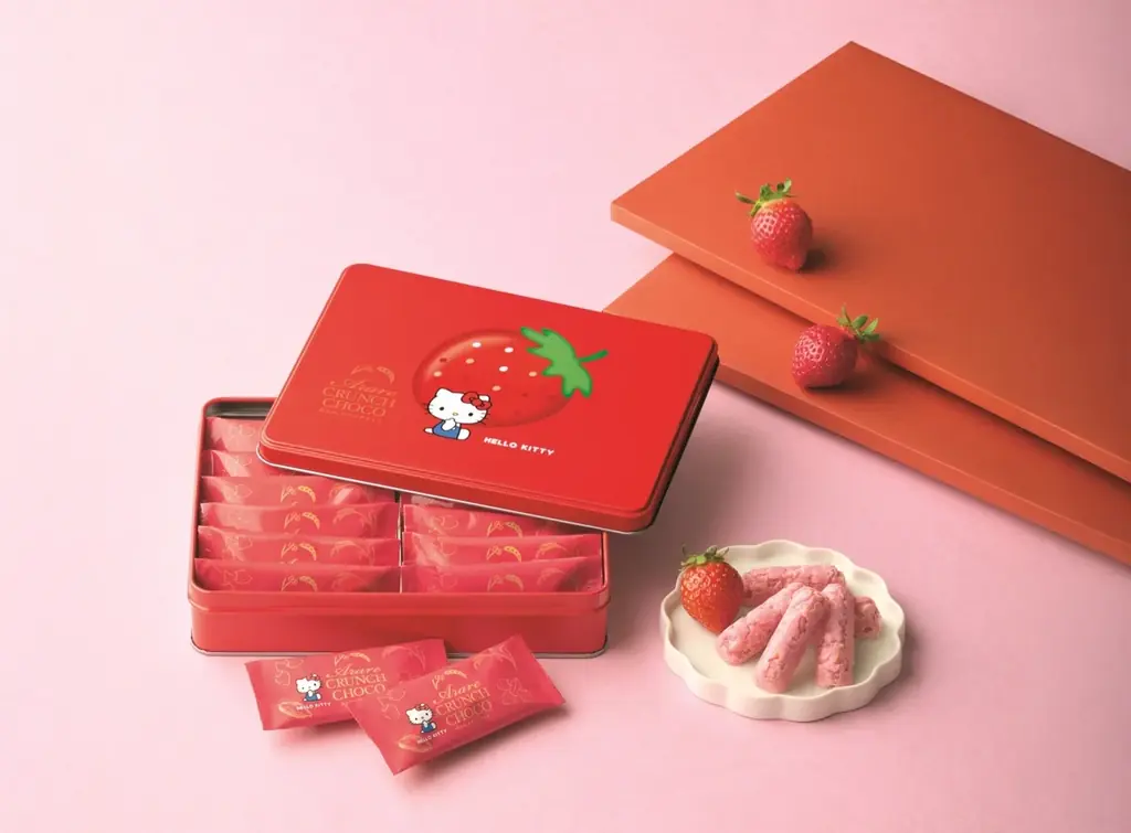 【もち吉】サンリオキャラクターズ×もち吉コラボ”第2弾”ポムポムプリン 缶, ポチャッコ 缶, シナモロール 缶＜新登場＞あられクランチチョコいちご味 ハローキティ 缶 画像 2